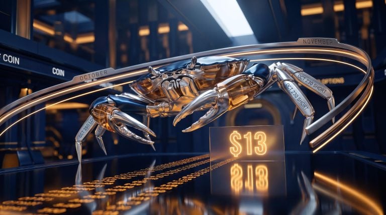 Chrome call crab options structure with COIN ticker and $13 net debit illustrating multi-leg IV crush strategy