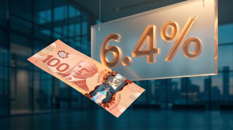 Canadian $100 note with 6.4% METR figure — Canada's new business investment tax rate after Productivity Mega Deduction