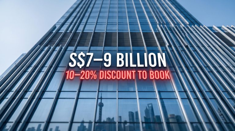 Shanghai commercial tower with S$7–9 billion target and 10-20% discount overlay — CapitaLand Investment China strategy