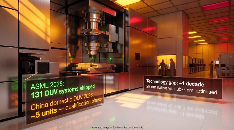 China DUV lithography scanner versus ASML: 5 qualification units vs 131 shipped, a decade behind in semiconductor race