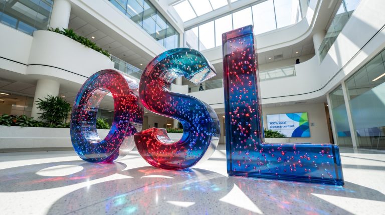 colorful letters in atrium