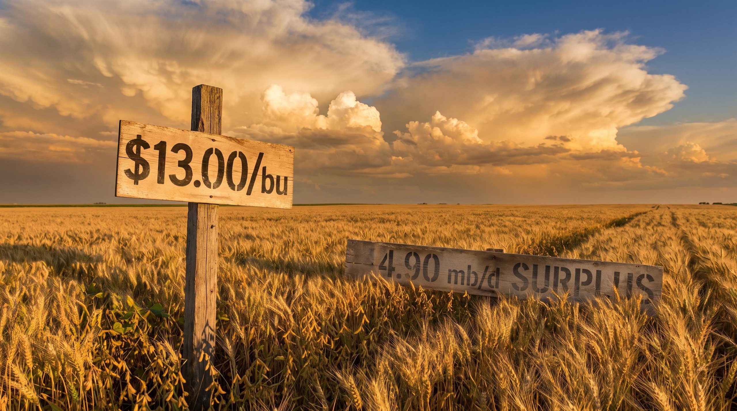 Record soybean harvest and 4.90 mb/d oil surplus signal commodity glut as prices trade above marginal cost