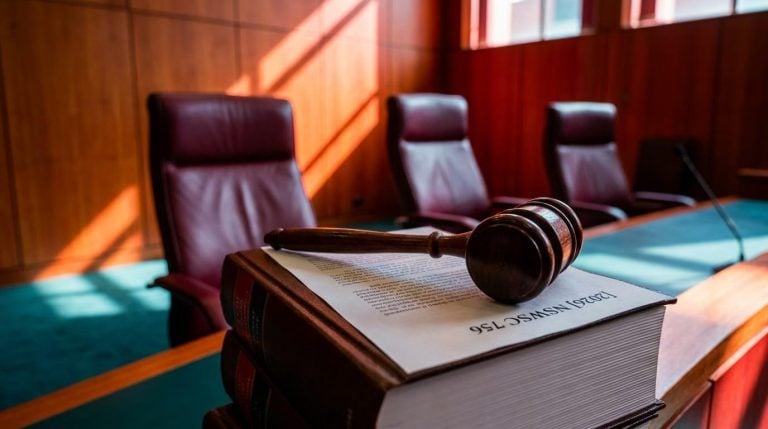 Gavel on judgment volumes before three empty chairs, symbolising continuous disclosure obligations and the Rex directors' clearance