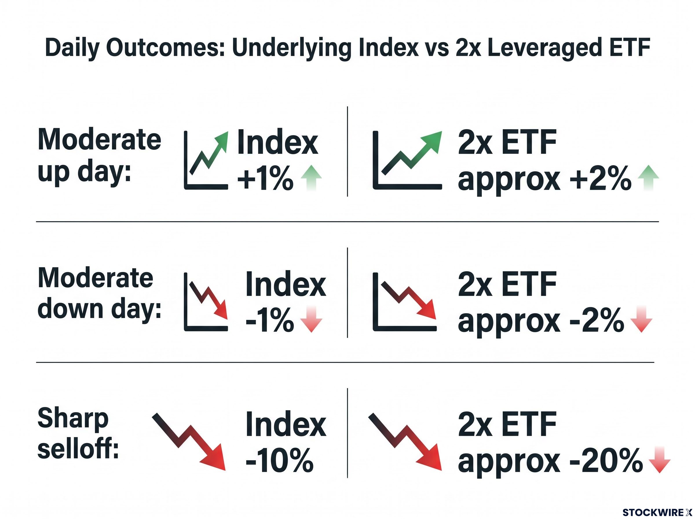 Daily Moves: Index vs 2x Leveraged ETF
