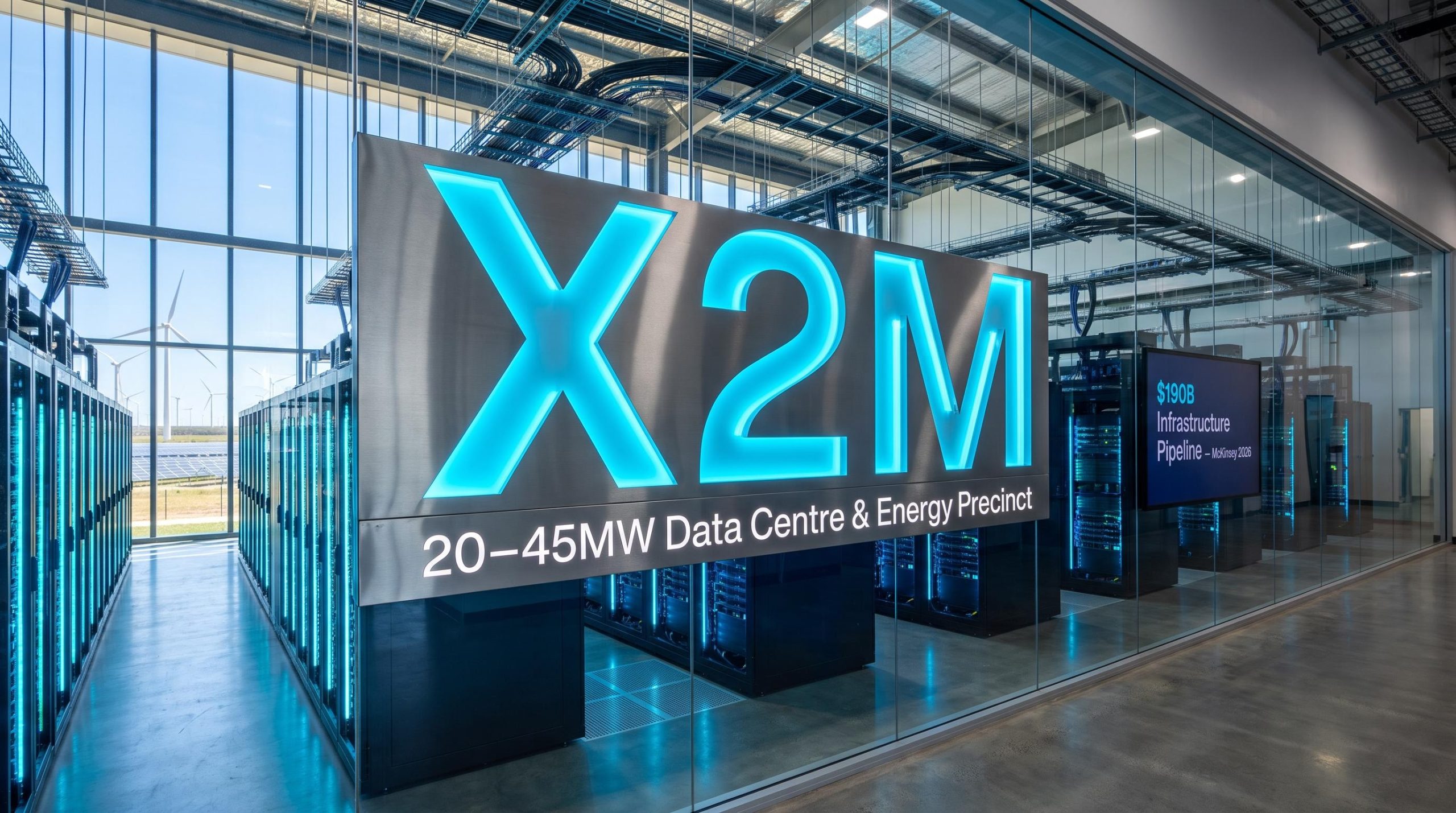 Modern data center with servers
