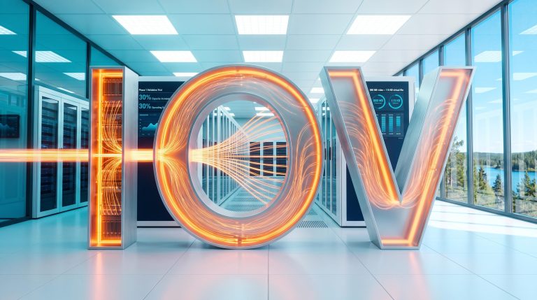 glowing technology in server room