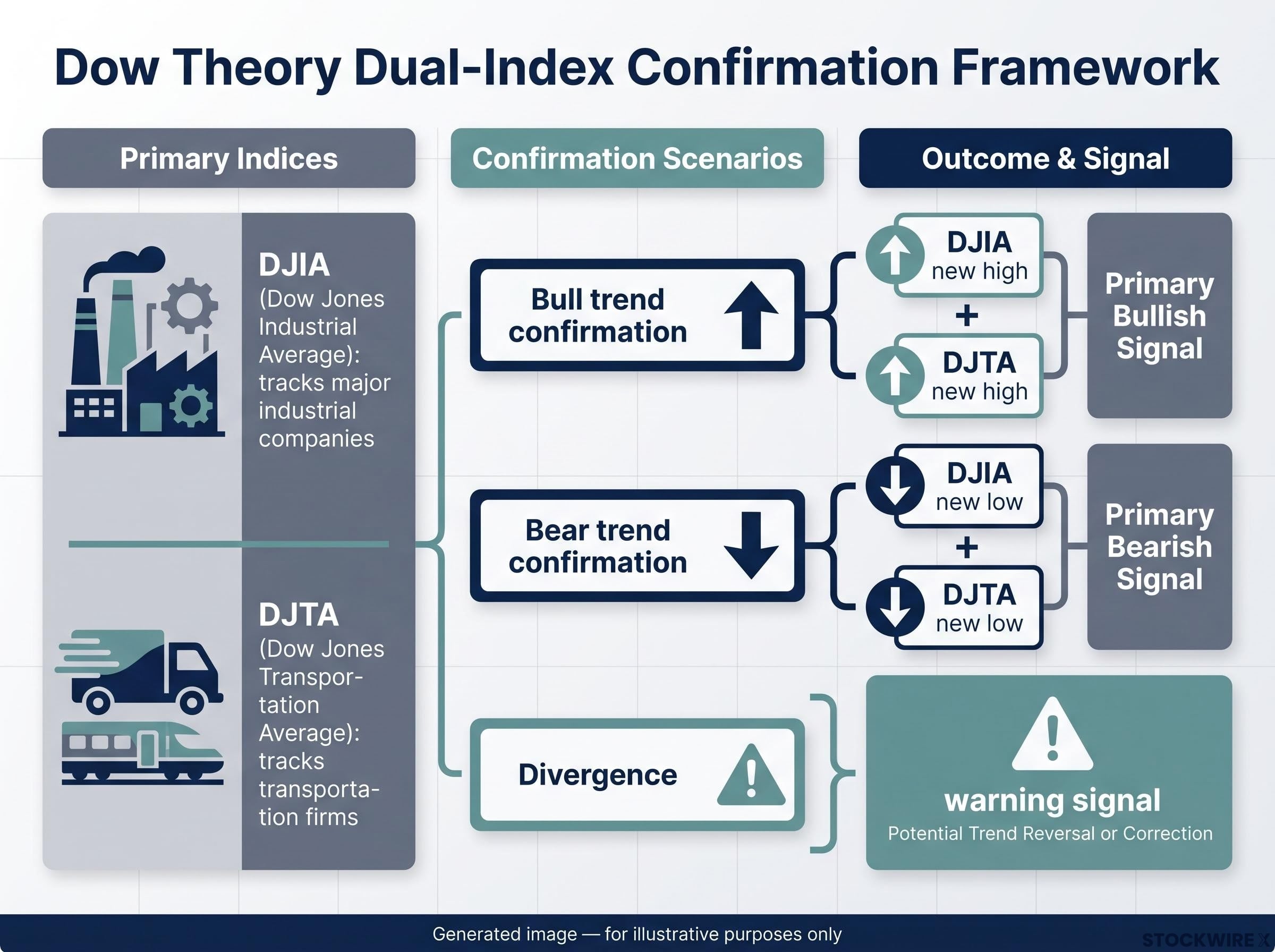 Dow Theory Dual-Index Confirmation Matrix