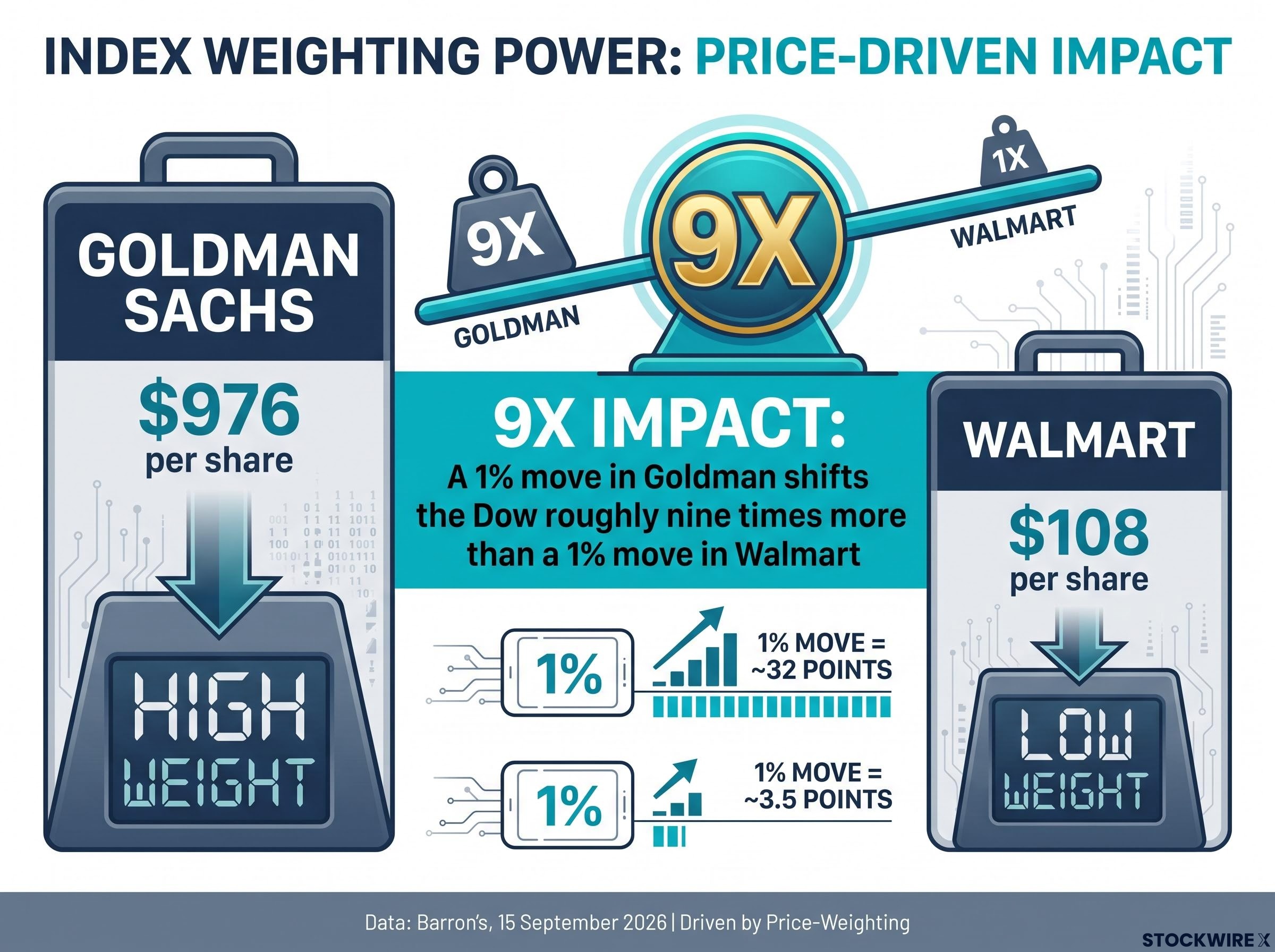 The Price-Weighting Distortion: Goldman vs. Walmart