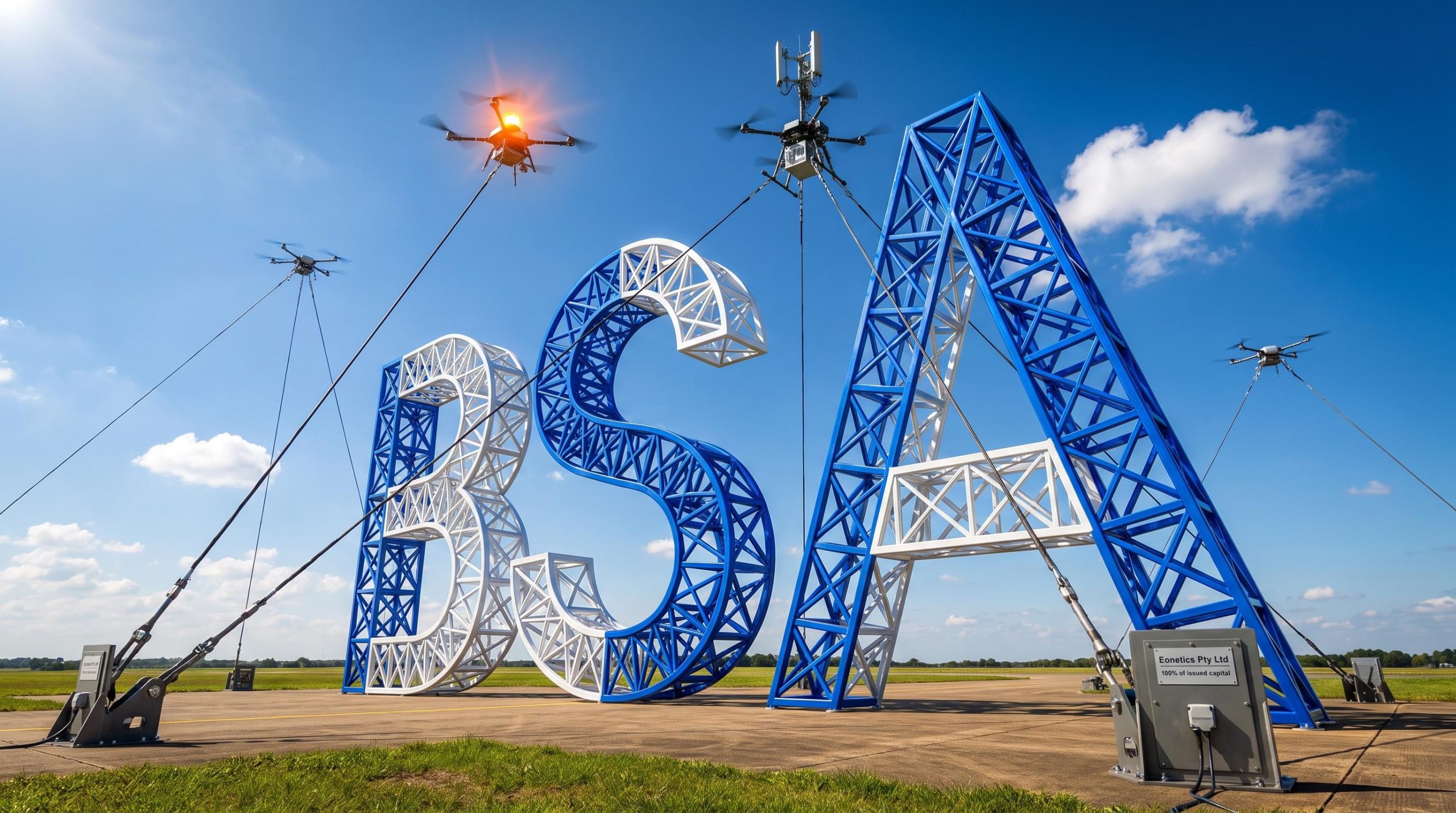 Drones holding large letters