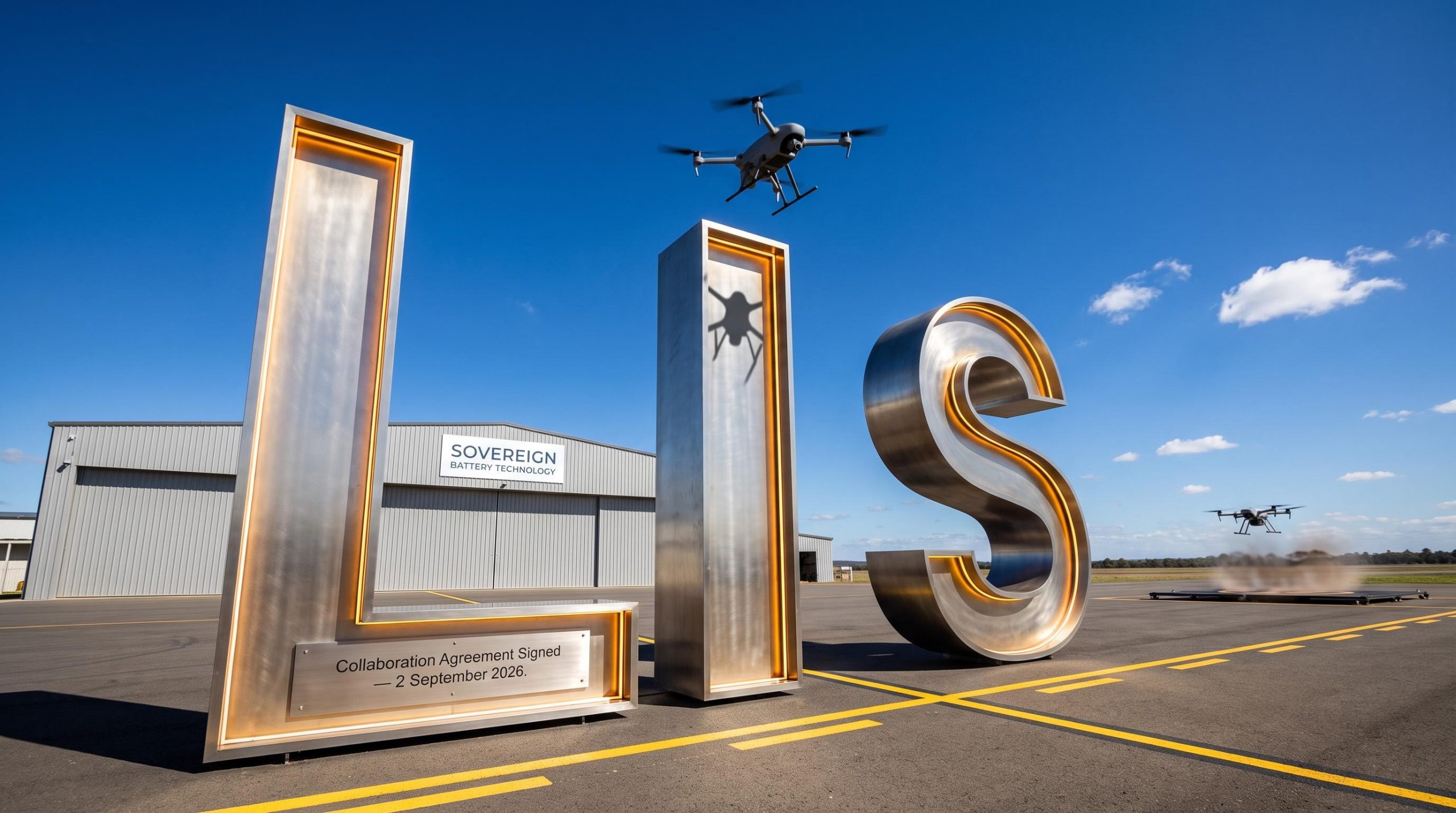 Drones flying near LIS sculpture