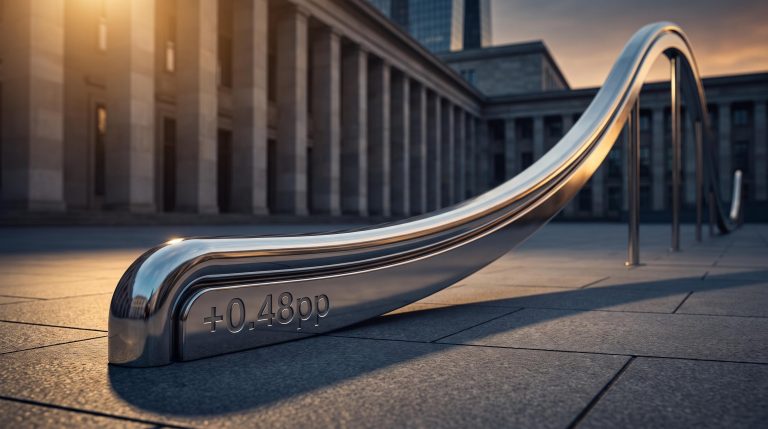 German Bund yield curve chrome rail rising outside ECB Frankfurt with +0.48pp 2s10s spread — ECB rate decision analysis