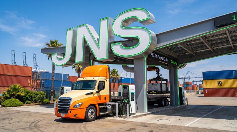 Truck at charging station