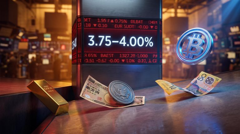 Fed rate at 3.75–4.00% dominates gold, yen and AUD while Bitcoin ETF inflows defy macro gravity