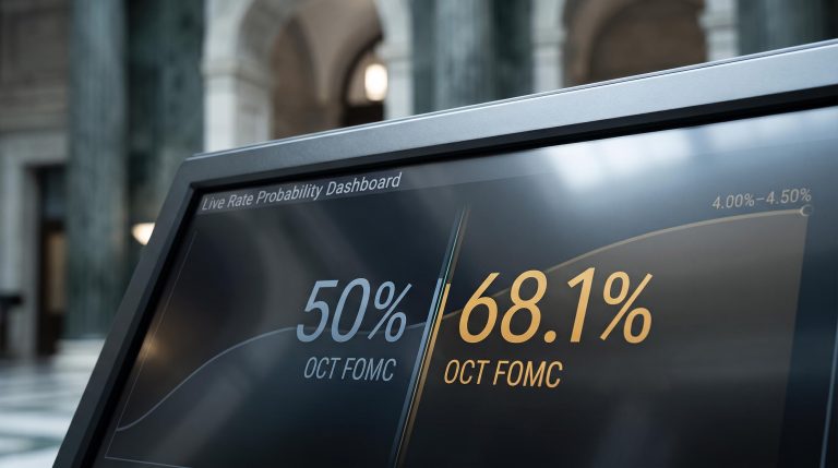 Fed rate hike expectations split: 50% vs 68.1% October FOMC odds on financial terminal screen