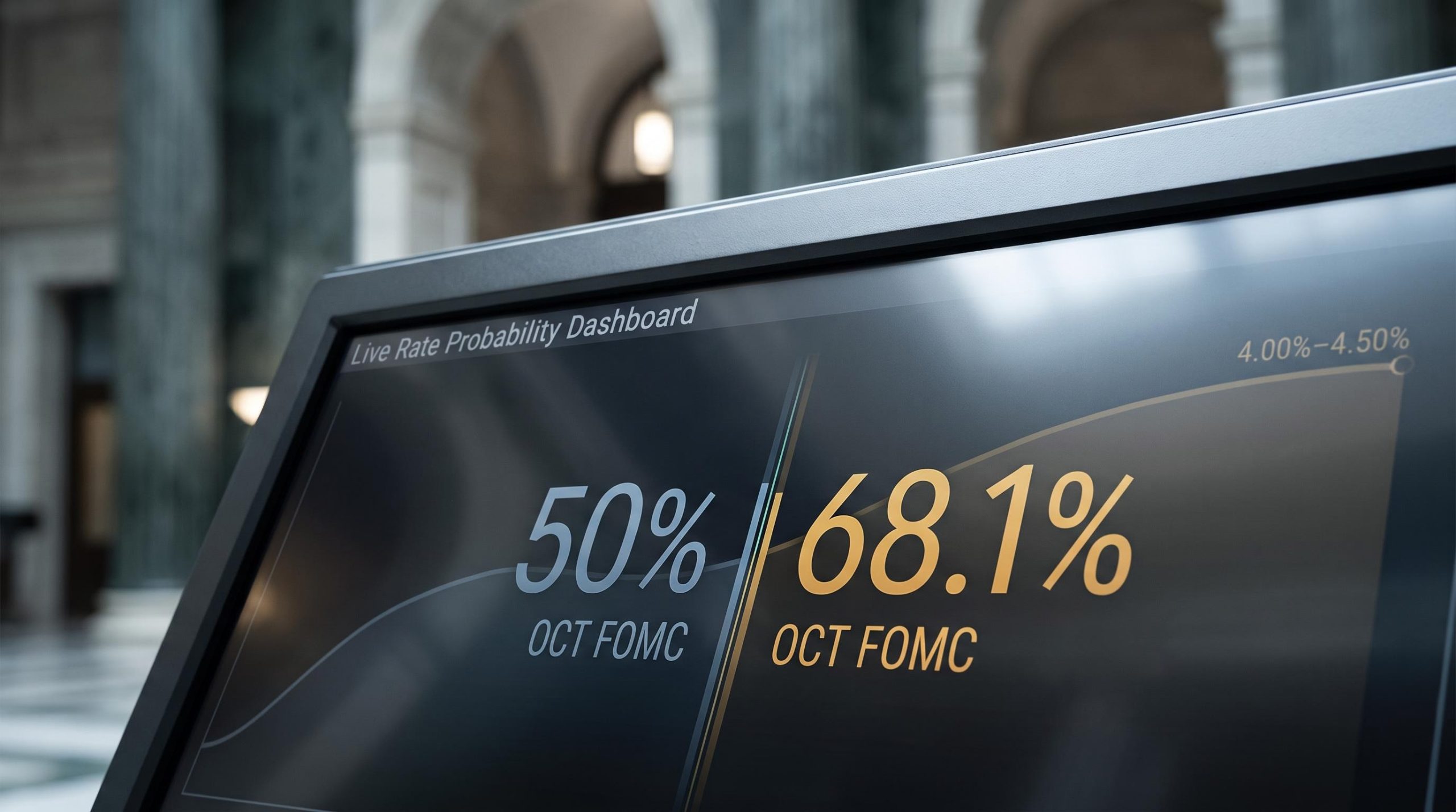 Fed rate hike expectations split: 50% vs 68.1% October FOMC odds on financial terminal screen