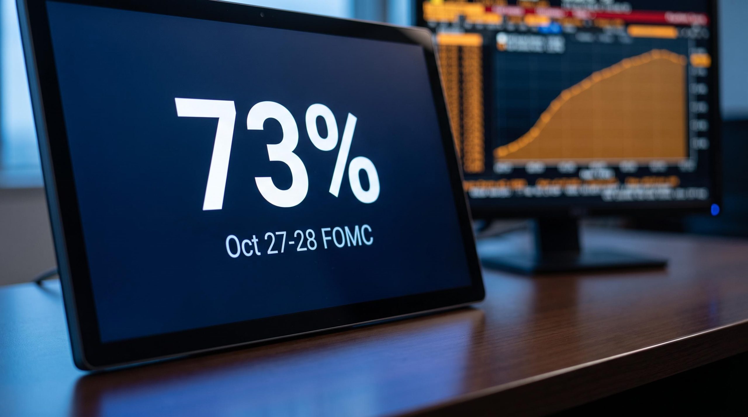 CME FedWatch terminal showing 73% Fed rate hike probability ahead of the October 27-28 FOMC meeting