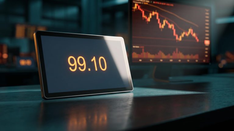 US Dollar Index terminal showing 99.10 as Fed rate hike September 2026 odds hang near 60%