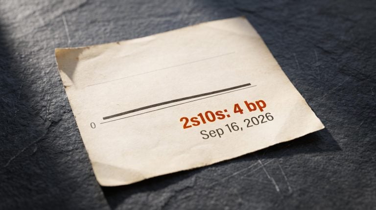US Treasury yield curve nearly flat at 4 basis points as Fed rate hike looms on 16 September 2026