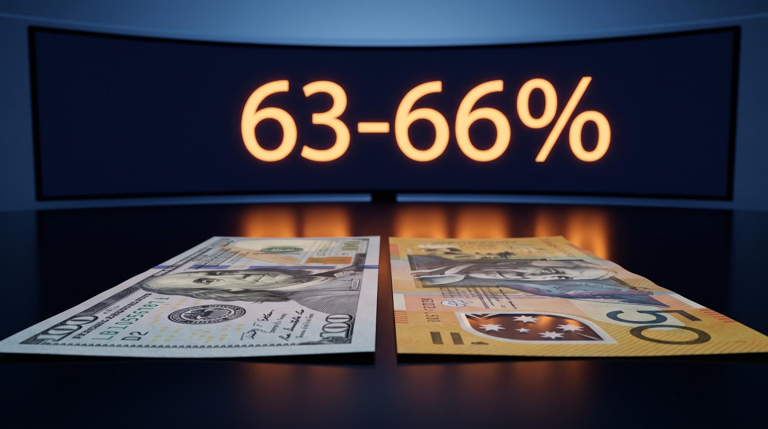 US dollar and Australian banknotes face each other as Fed and RBA rate decisions loom with 63-66% hike probability