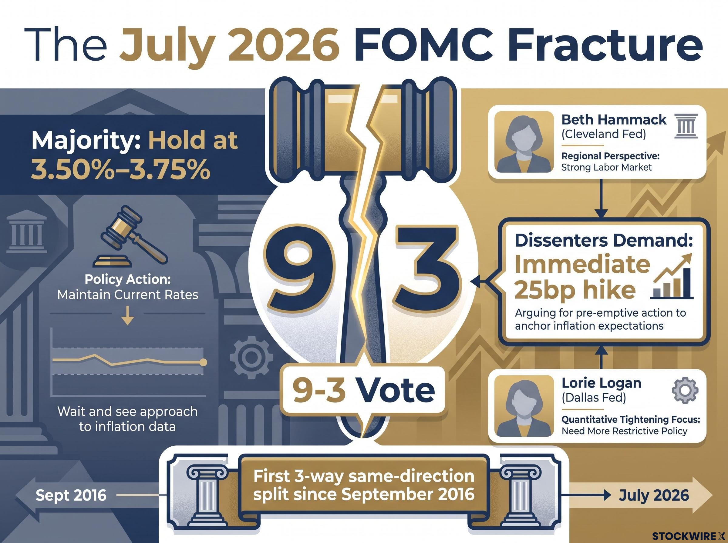 The July 2026 FOMC Fracture: Breakdown of the 9-3 Vote