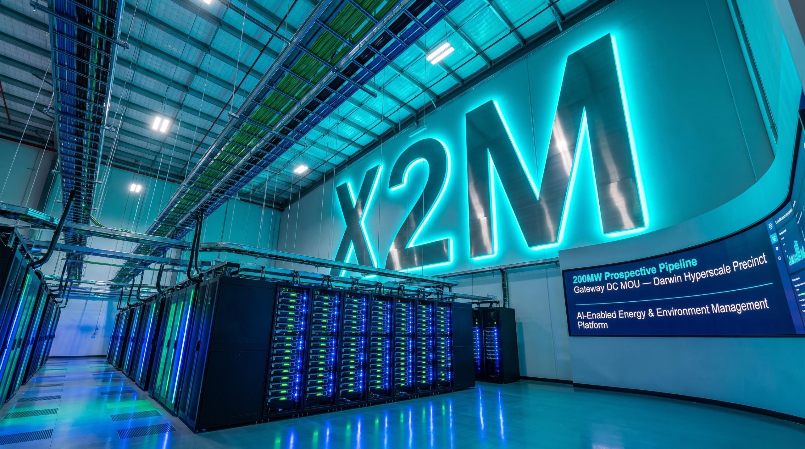 server racks with neon lights