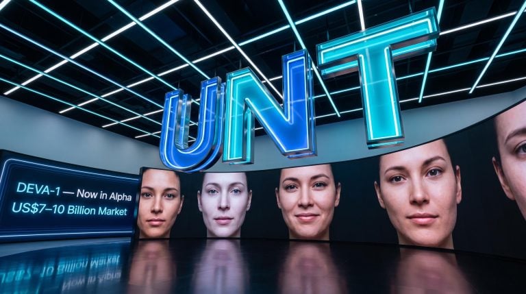 Digital faces and neon letters