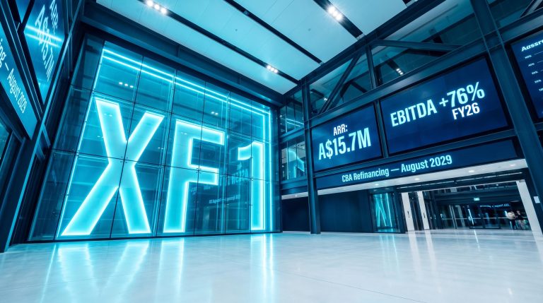 Glowing blue financial signage