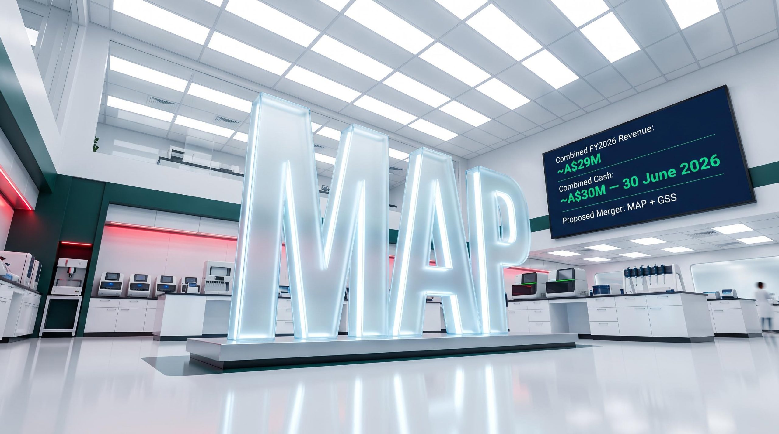 Large MAP sign in laboratory