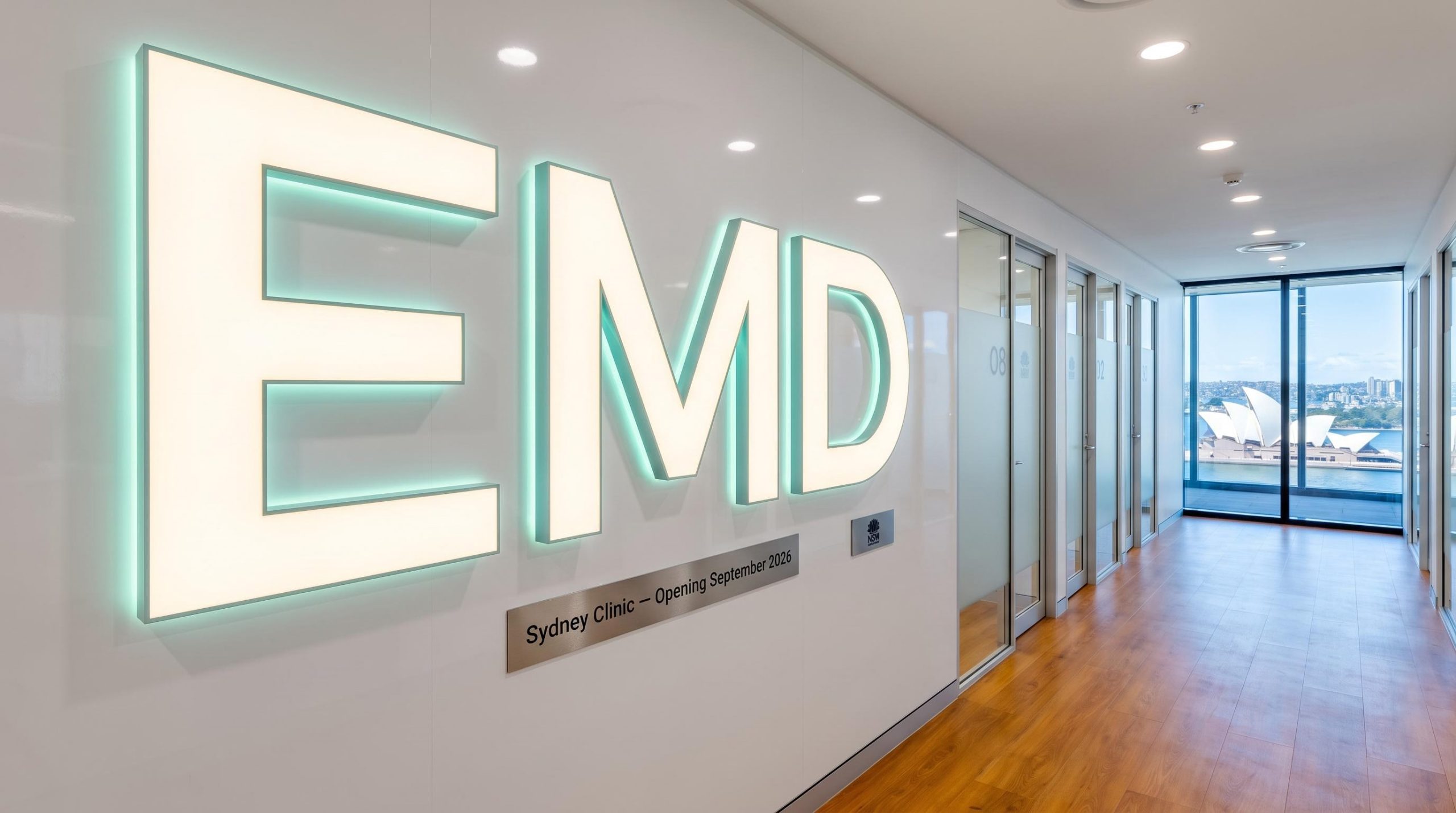 Clinic hallway with EMD sign