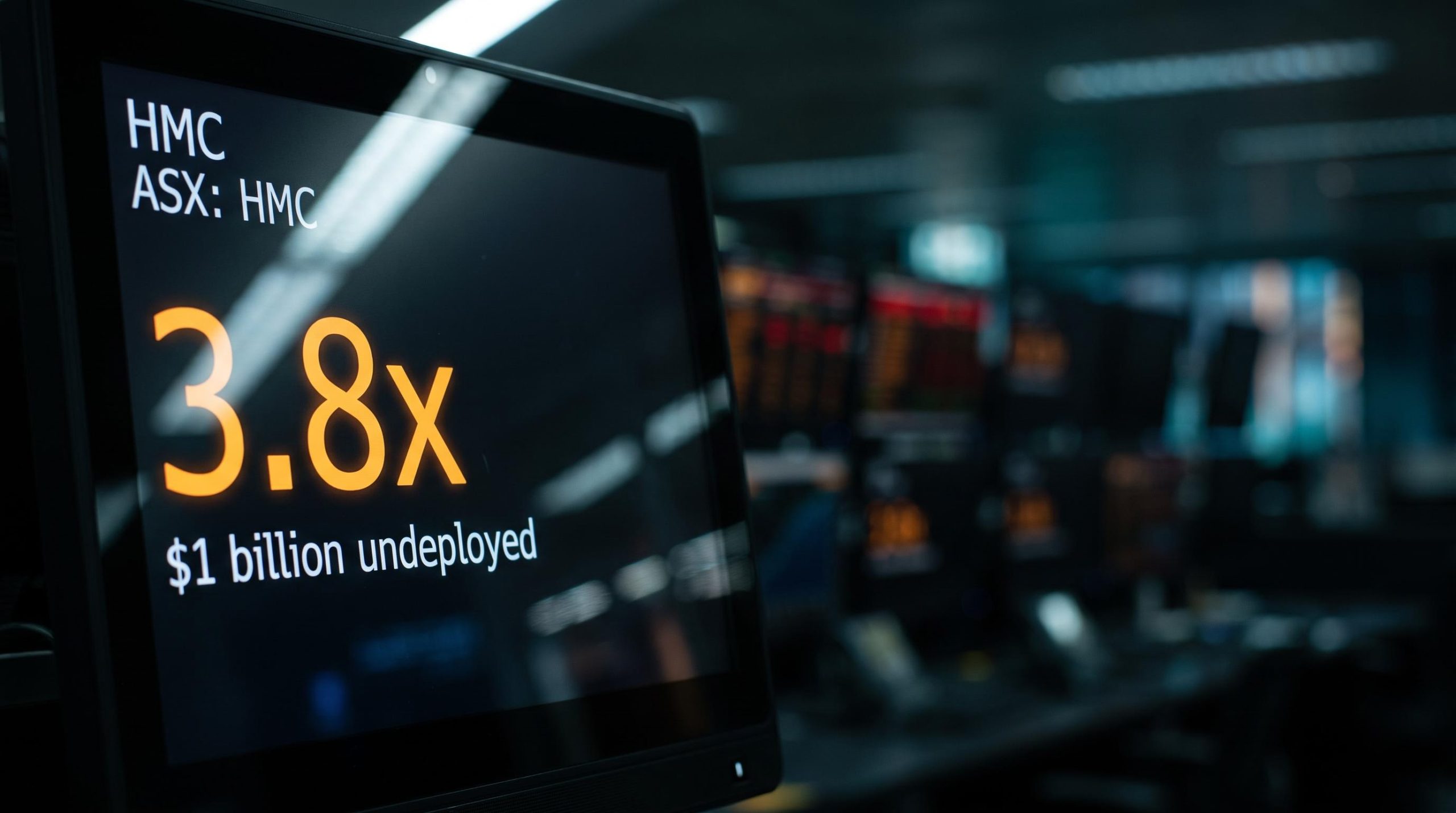HMC Capital ASX terminal showing 3.8x implied earnings multiple amid Australian private credit sector stress