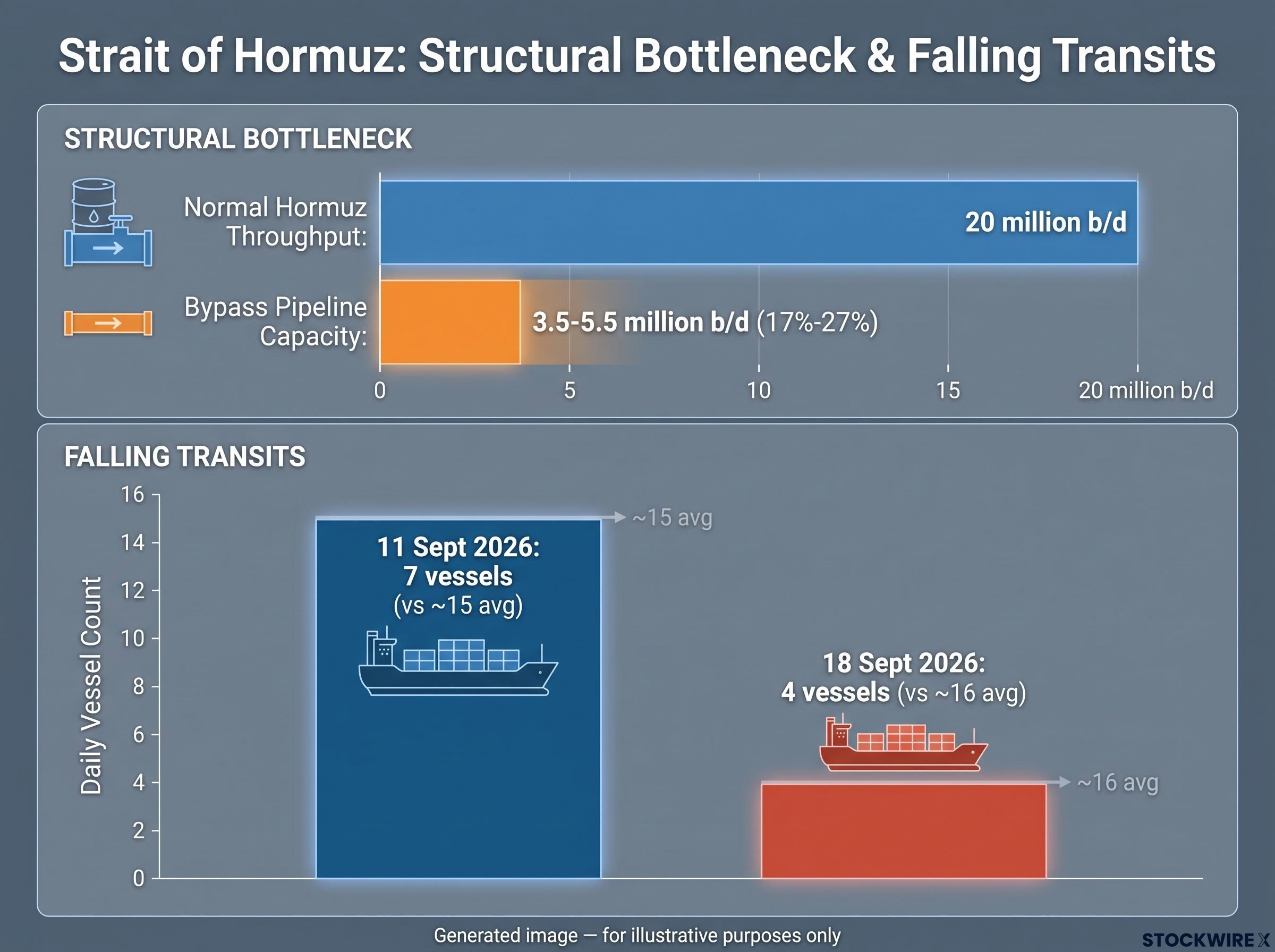 Strait of Hormuz: Structural Bottleneck & Transit Drop