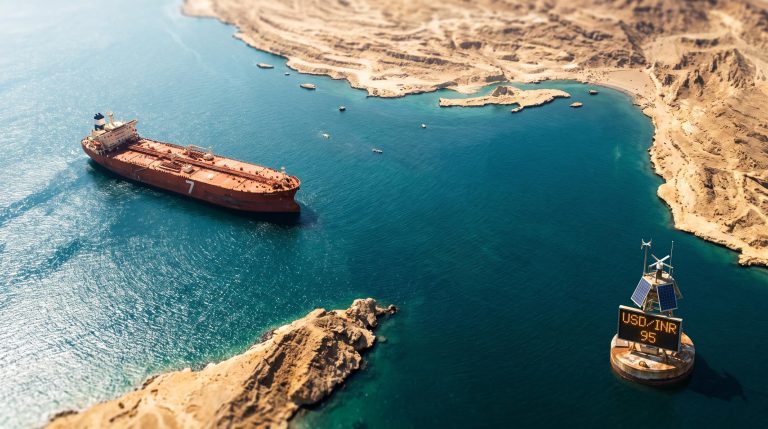 Single oil tanker in near-empty Strait of Hormuz as vessel collapse drives Indian rupee past 95 per dollar