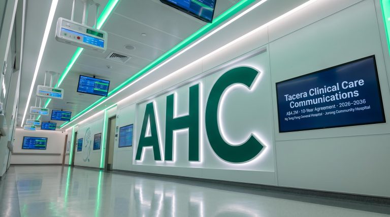 Modern hospital hallway displays