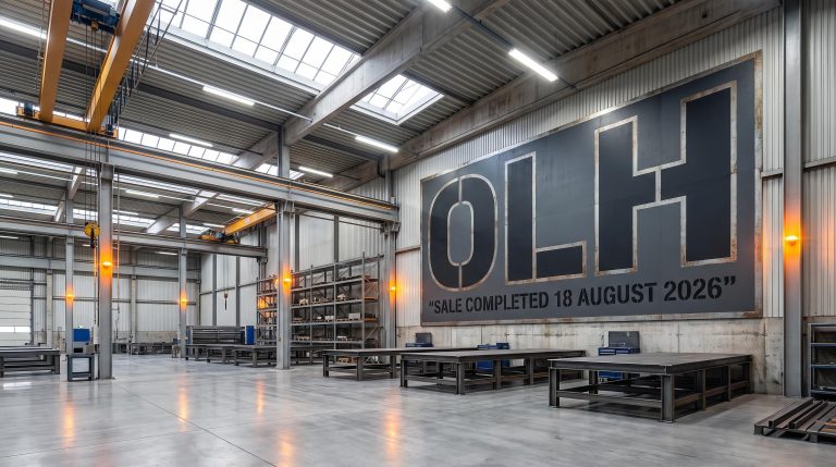 Spacious warehouse with large sign