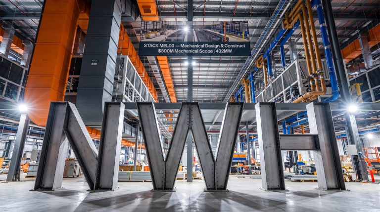 Large metal letters in warehouse