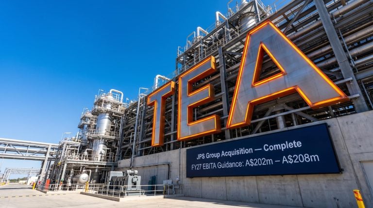 Building with large TEA sign