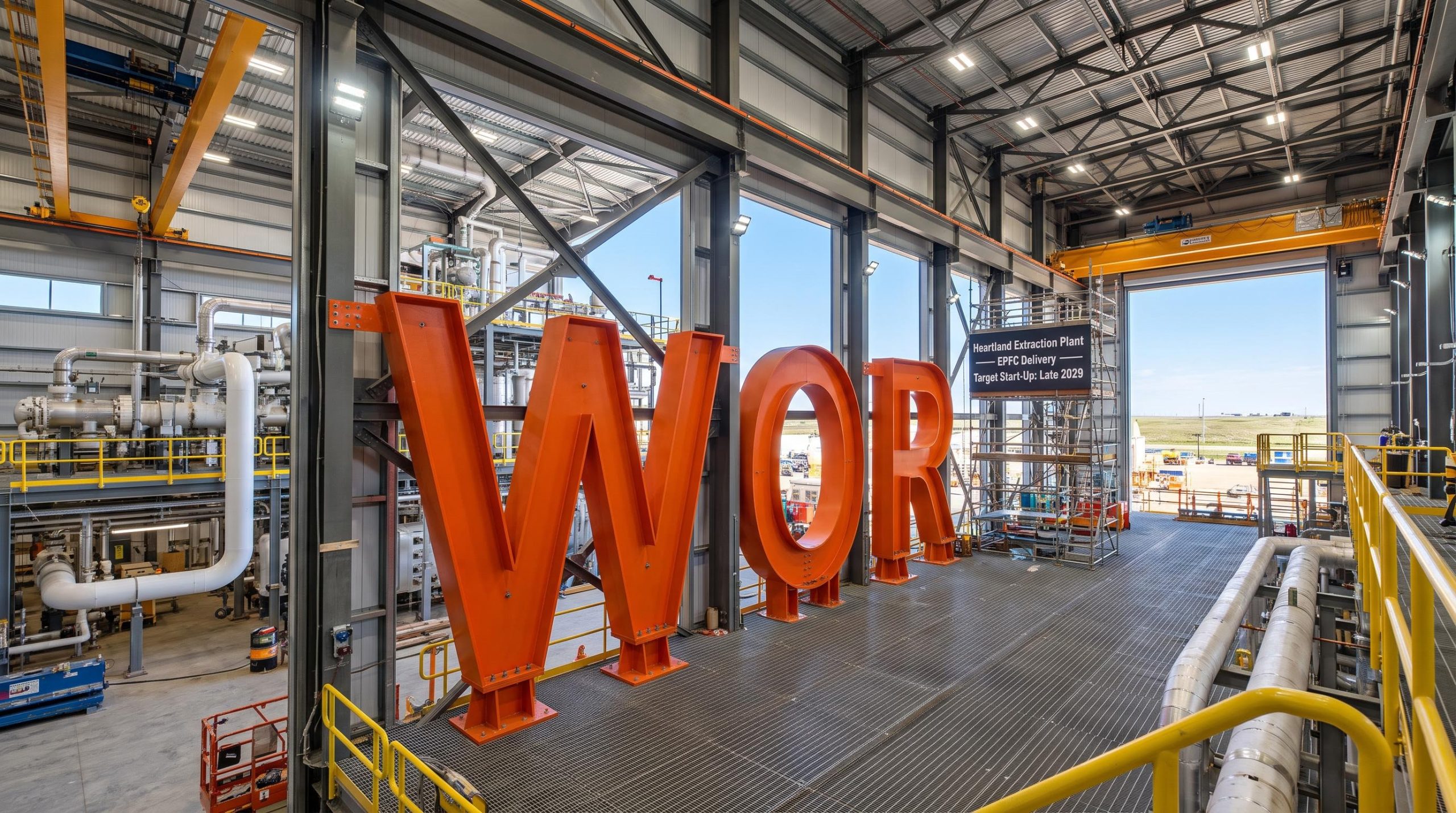 Large orange letters WOR
