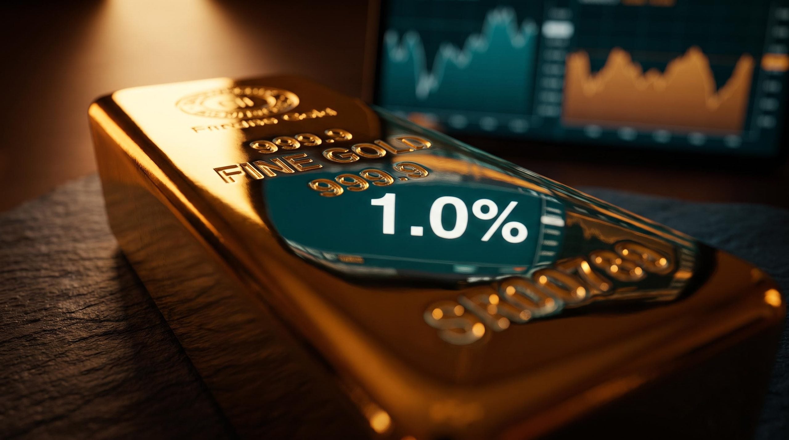 Gold bar reflecting a real yield figure — illustrating how interest rates and gold prices connect through inflation-adjusted returns