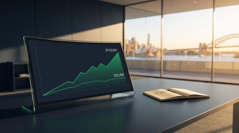 Financial terminal showing $132,931 vs $32,459 equity growth gap — investing in yourself over 30 years