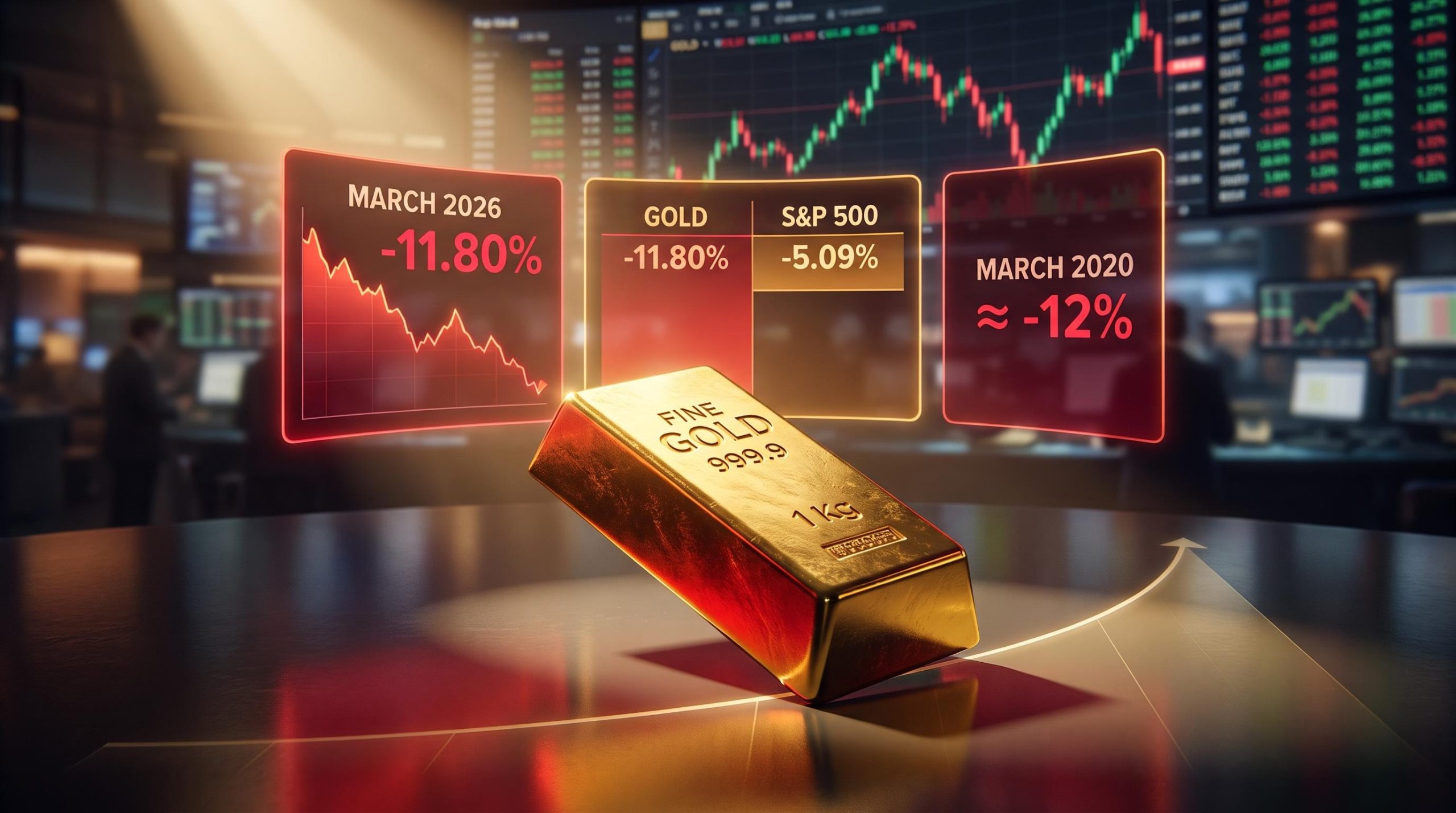 Gold bar mid-slide with -11.80% and -5.09% S