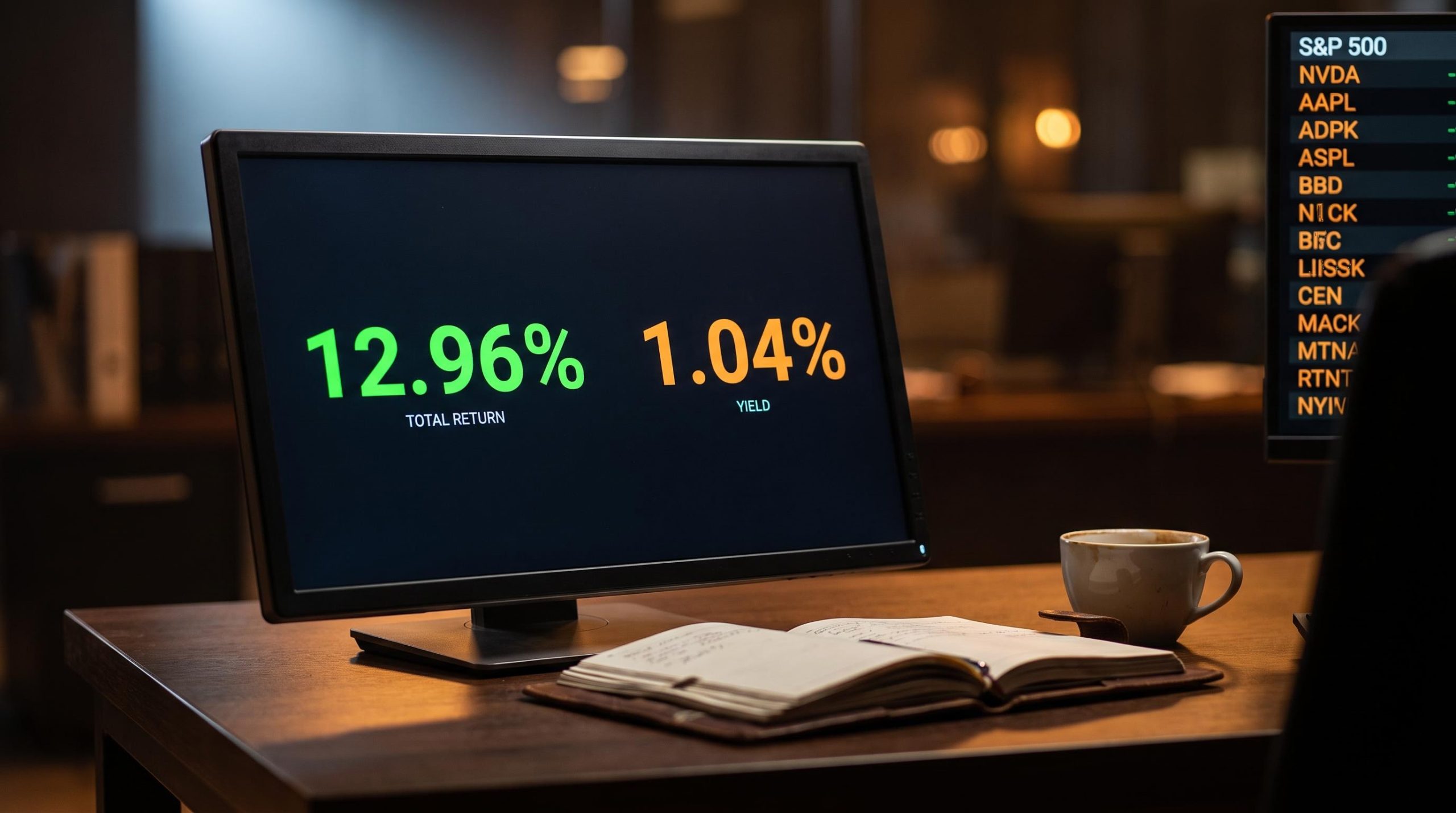 IVV ETF trading screen showing 12.96% total return vs 1.04% yield — growth engine or income tool analysis