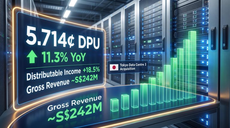 Keppel DC REIT 1H FY2026 results: 5.714¢ DPU and 11.3% growth displayed on data centre screens