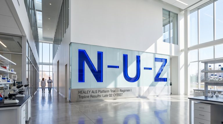 Laboratory with large blue letters