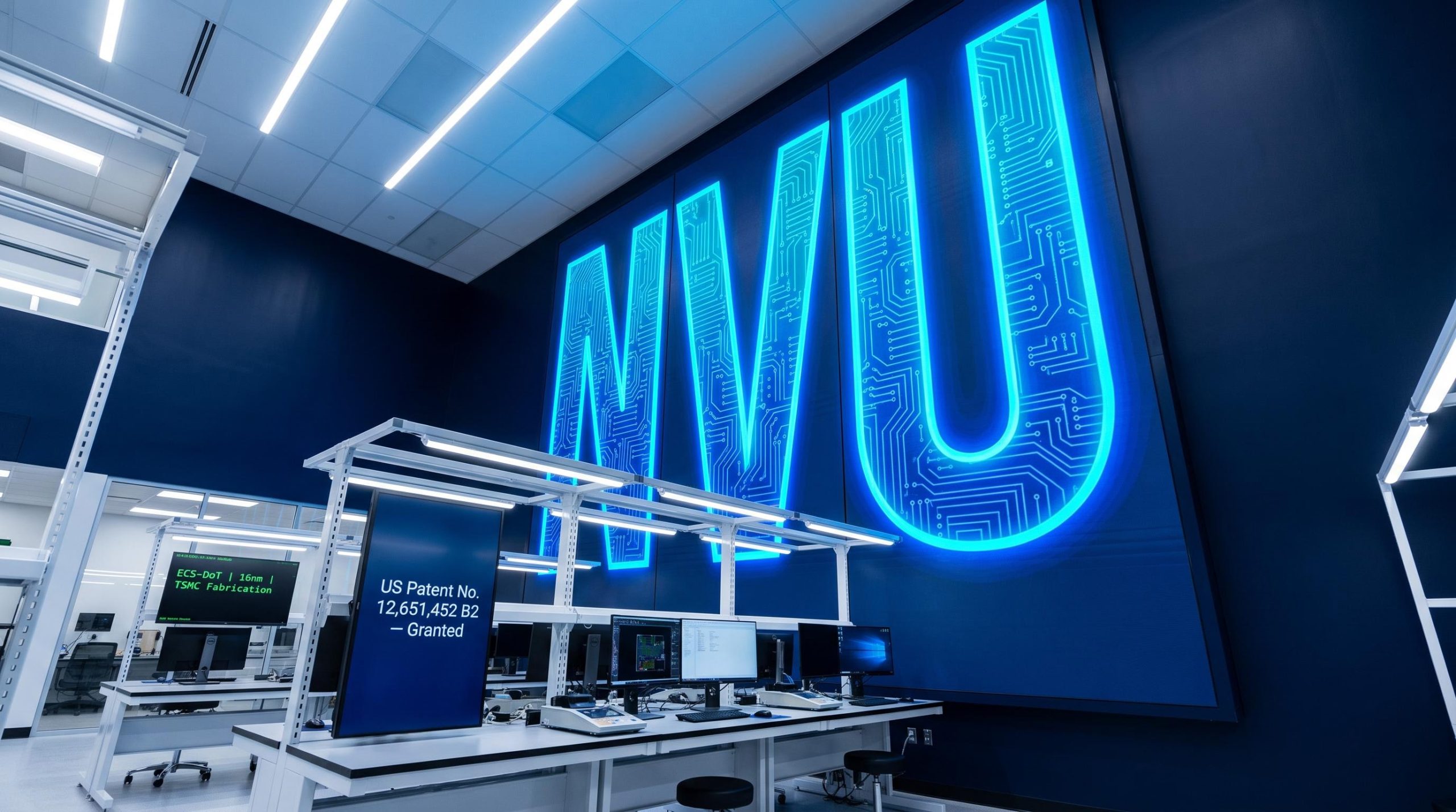 Tech lab with blue NVU sign