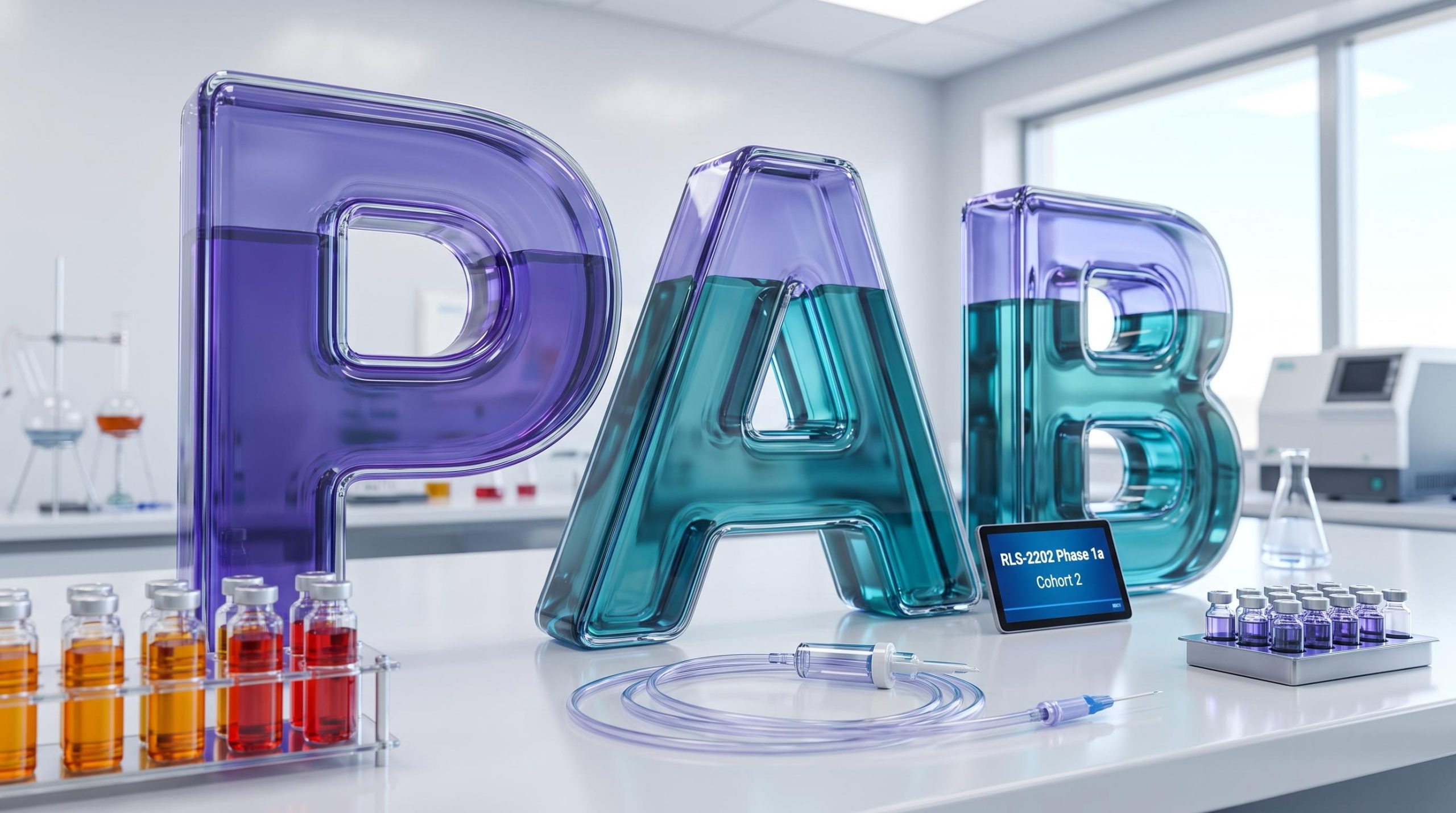 lab with large letter vials
