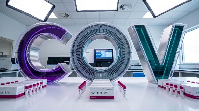 Lab with test kits display