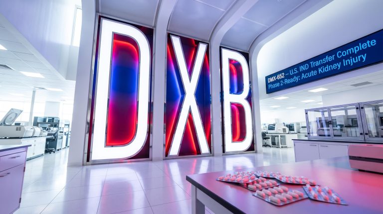 Lab with DXB sign