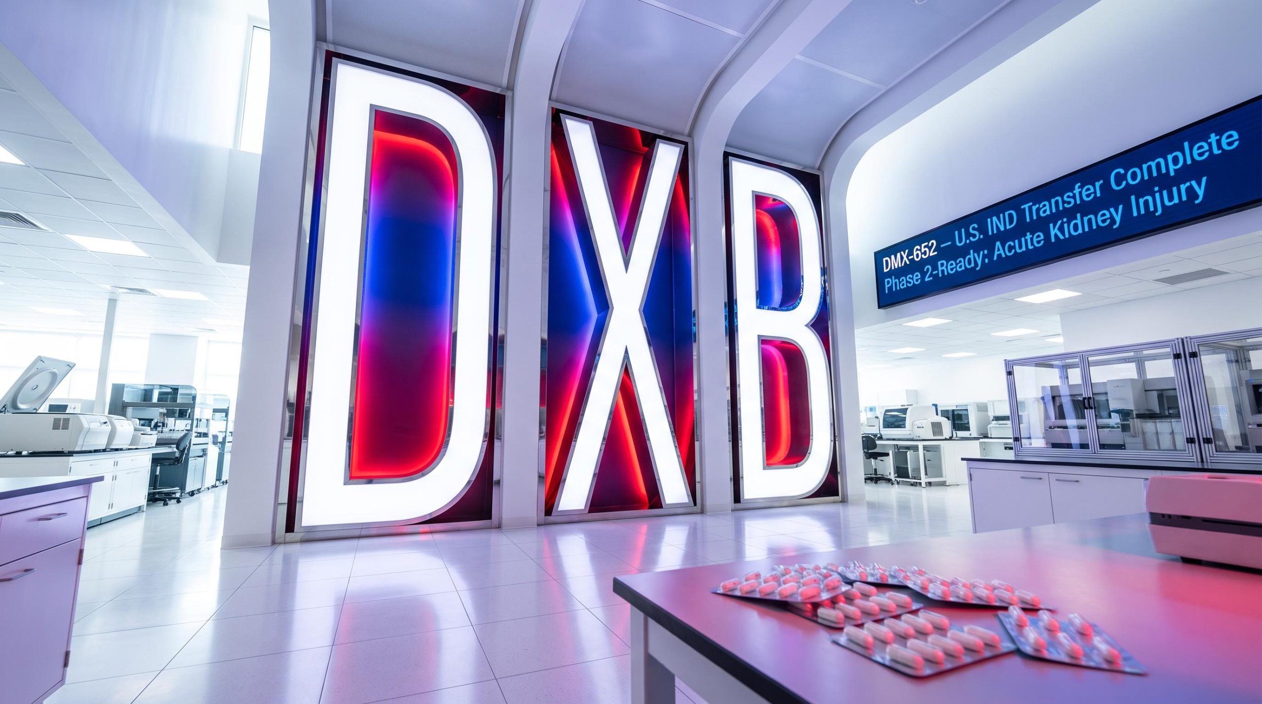 Lab with DXB sign