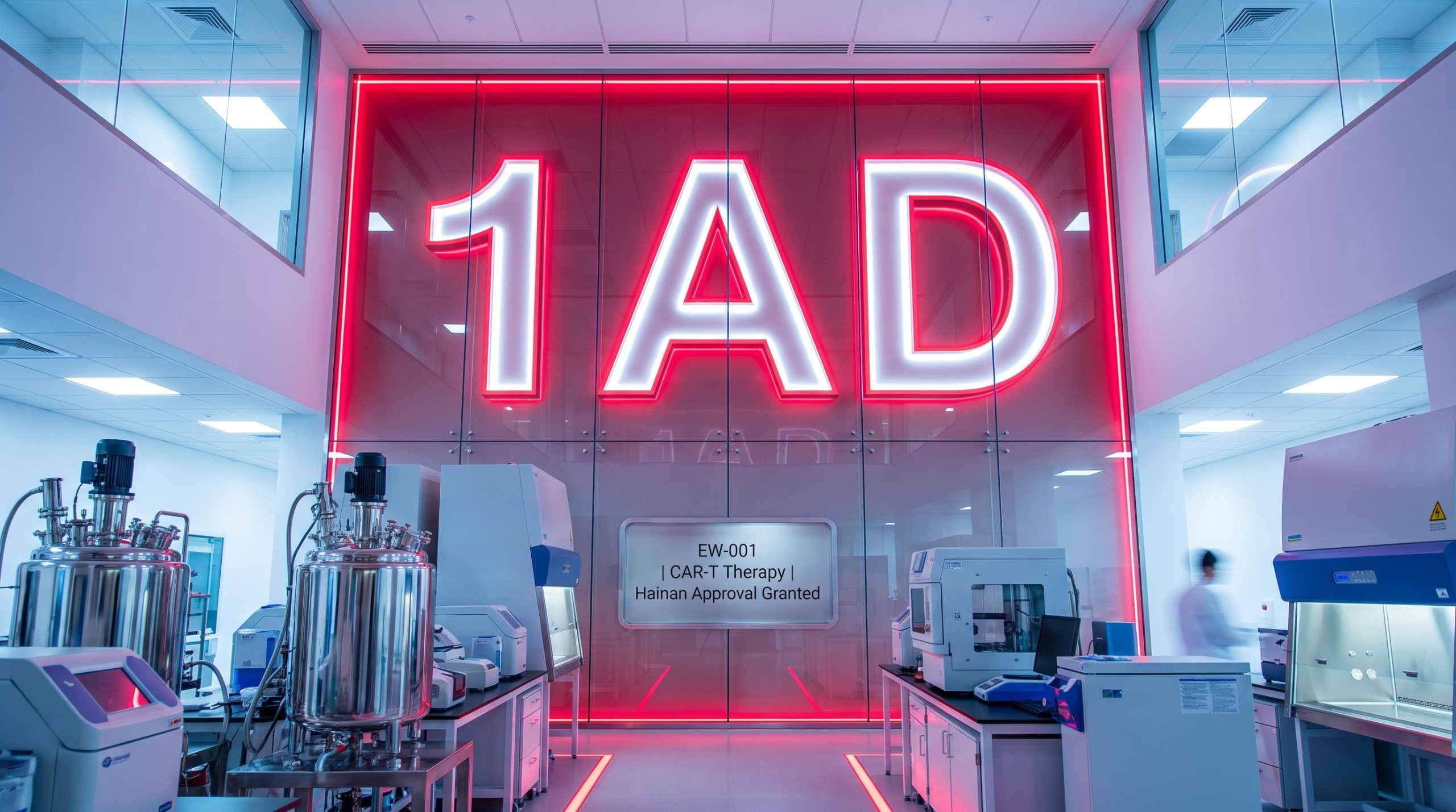 Laboratory with large neon sign
