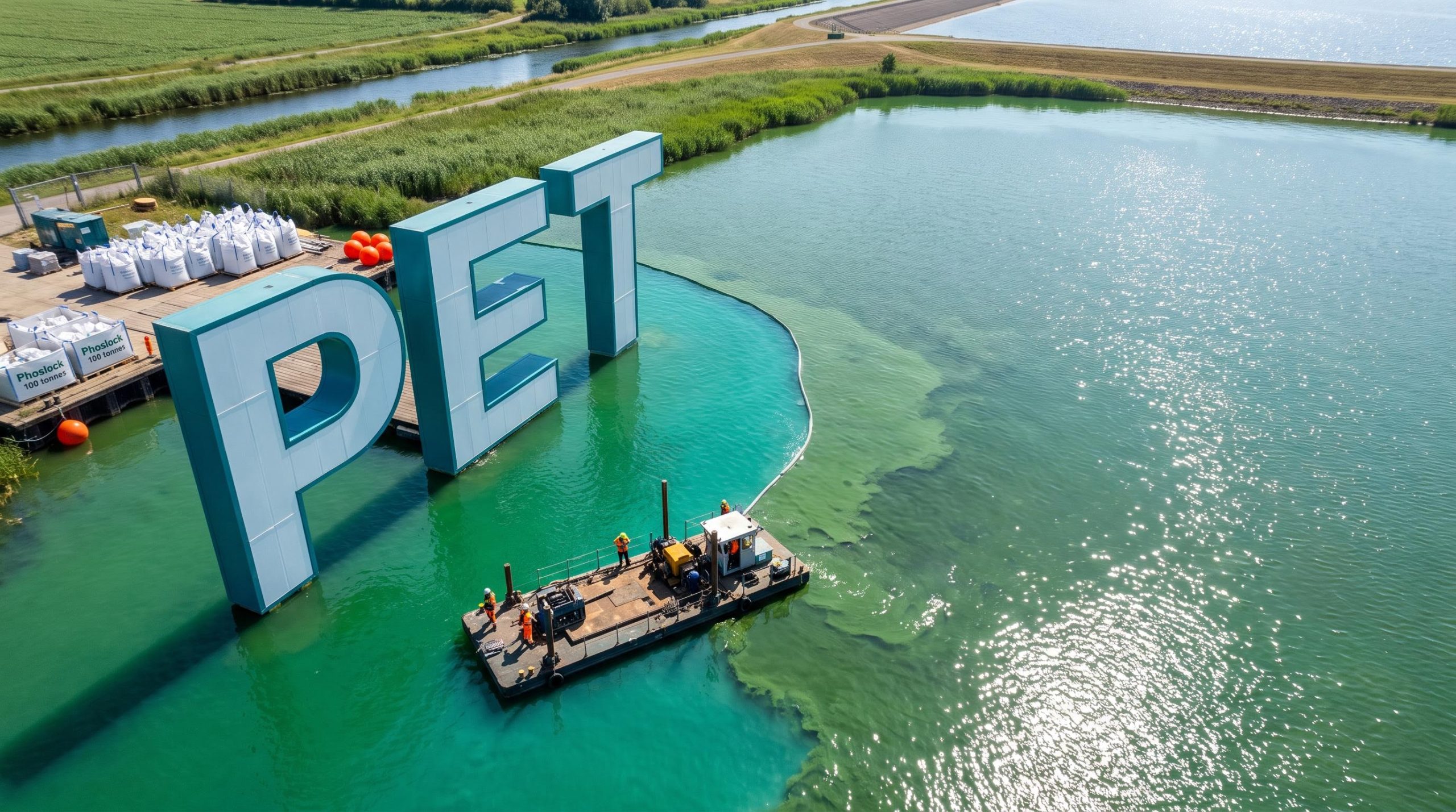PET letters in lake